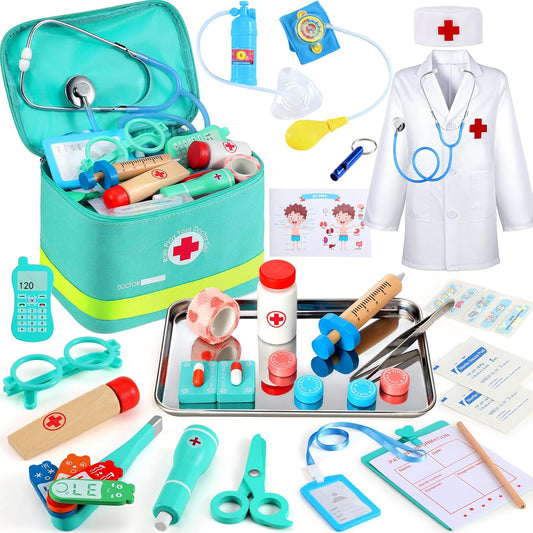 39-teiliges Arztkoffer-Spielset mit Stethoskop, Blau
