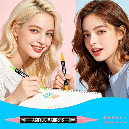 Acrylstifte Set mit Dual-Tip, 72-Farben
