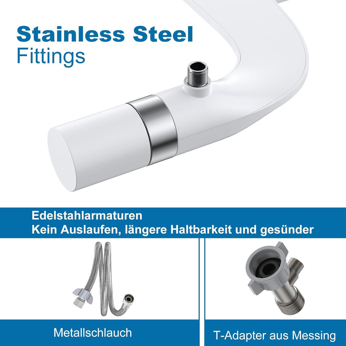 Ultra-Slim Bidet-Aufsatz mit Doppeldüse, Drehbares Bidet