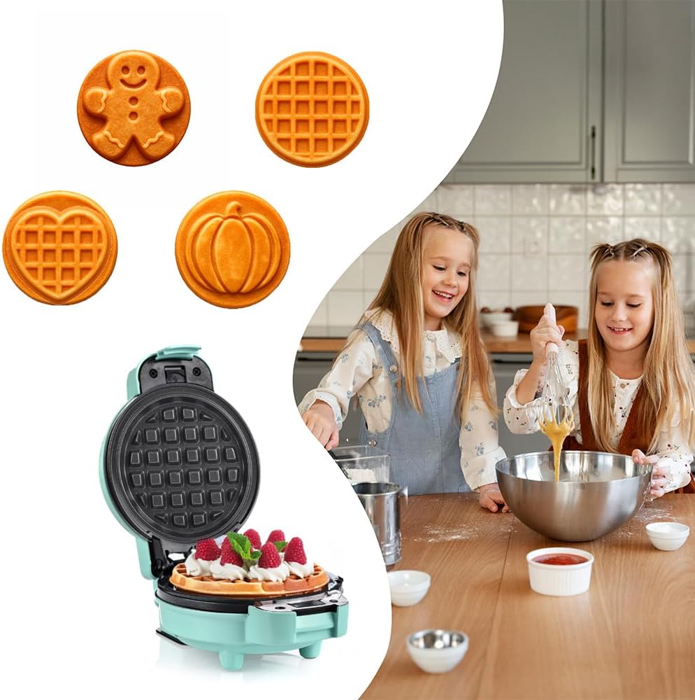 Mini-Waffeleisen mit Wechselplatten, Mintgrün