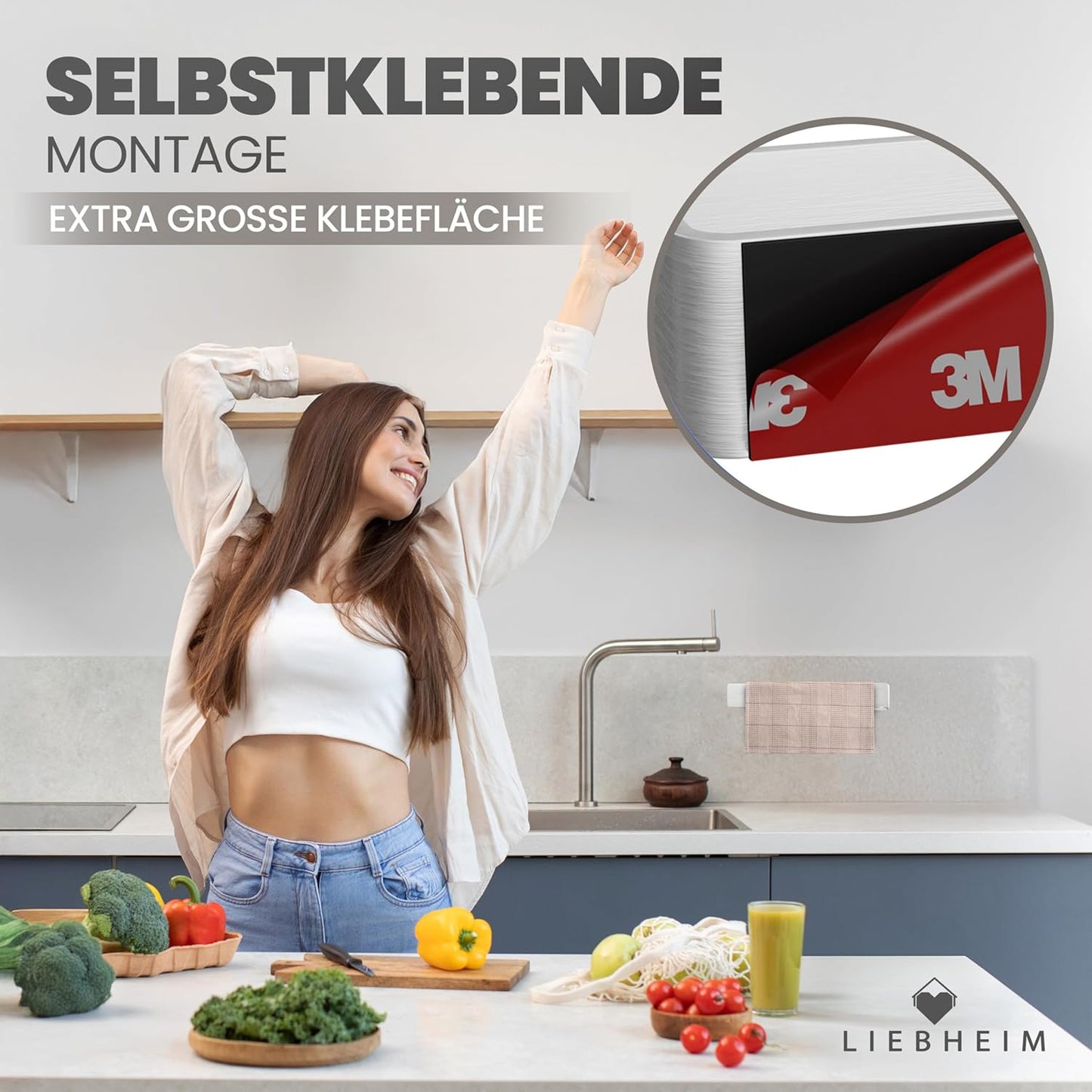 Handtuchhalter ohne Bohren, Silber Gebürstet 22.0 Zentimeter