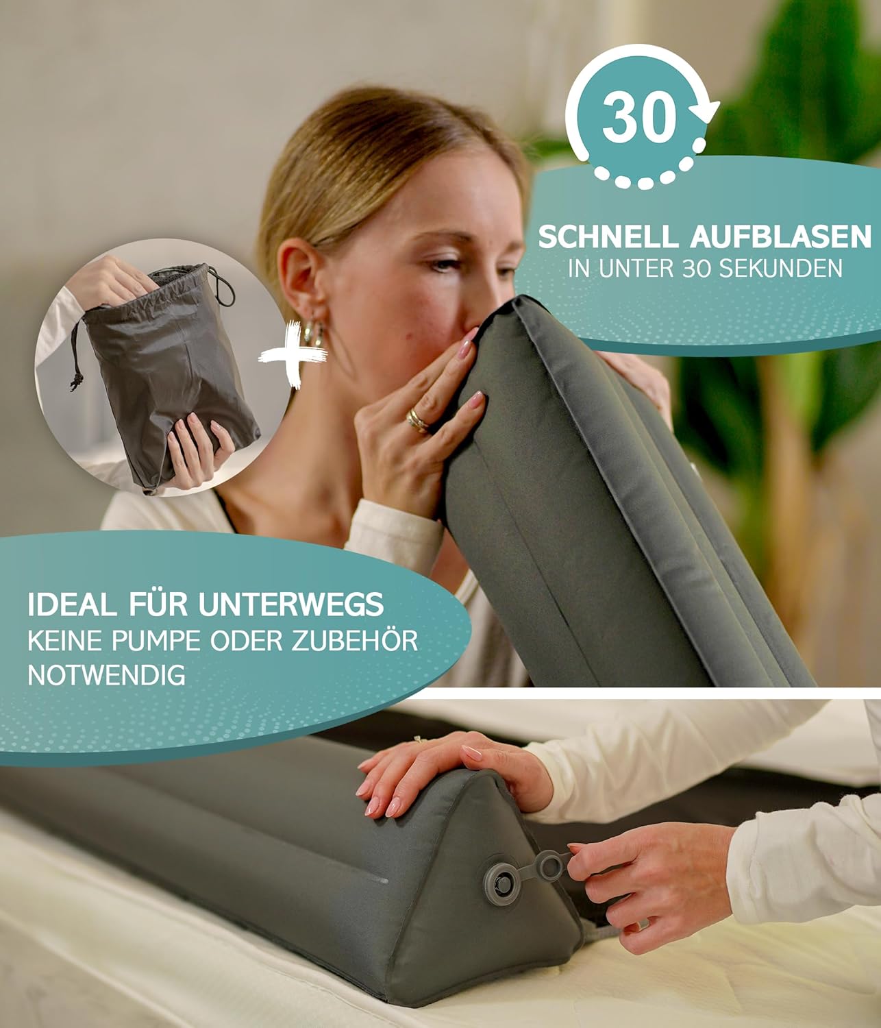 Aufblasbarer Rausfallschutz für Betten, 2er-Set, [180cm Länge] Doppel-Set