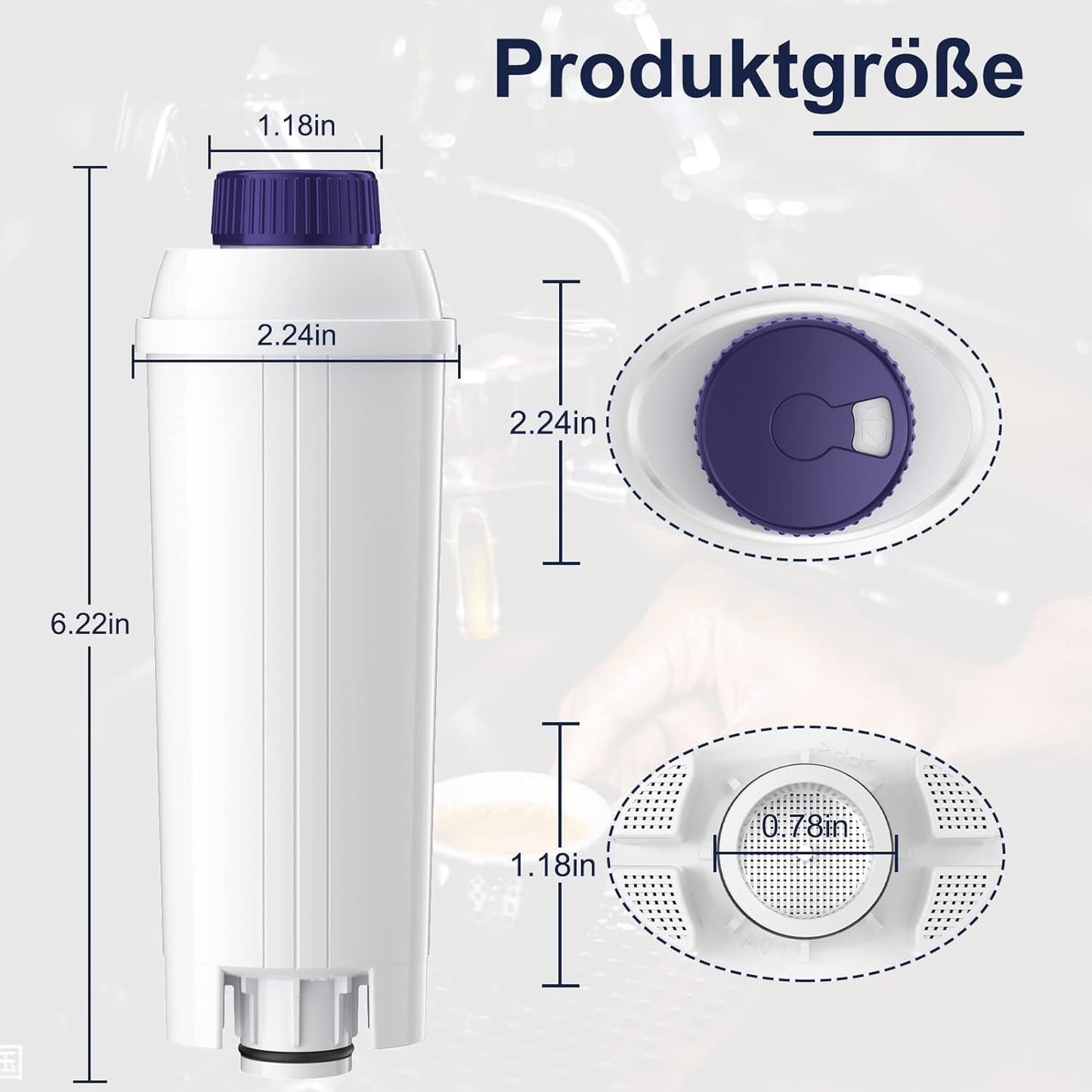 Wasserfilter für De'Longhi Kaffeevollautomaten mit Datumsanzeige, 8 Stück(1er Pack)