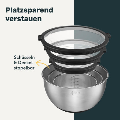 Edelstahl Schüssel-Set mit Deckel (5-teilig), 5er Set