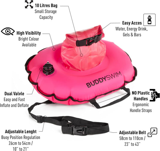 Schwimmboje mit wasserdichter Tasche, Rosa