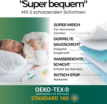 Wasserdichte Matratzenauflage für Kinderbetten, Safari - Klein (Bis 90cm Breite) 1er-Pack