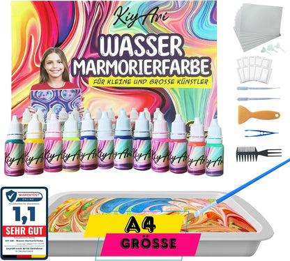 Wasser-Marmorierfarben-Set für Kinder, A4