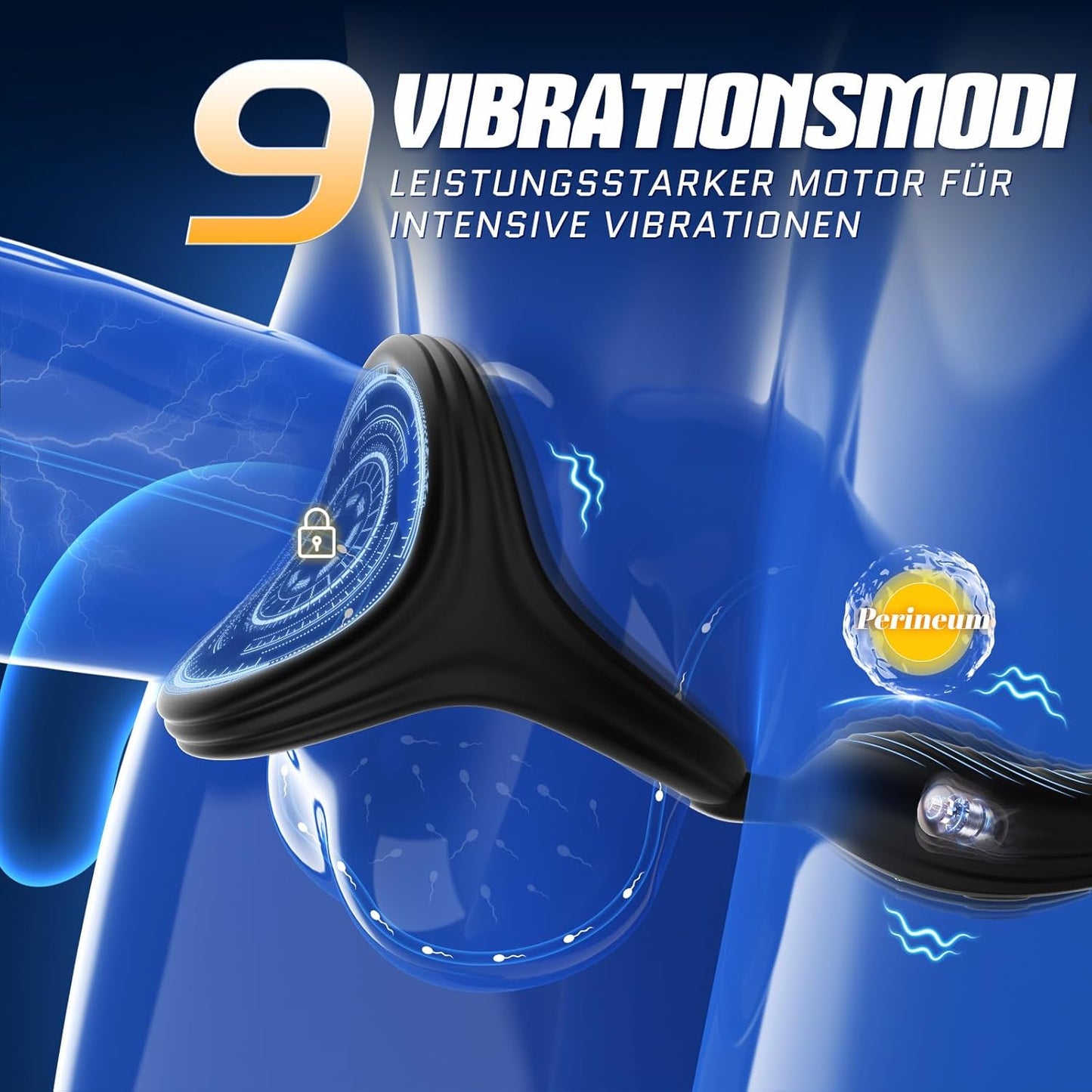 Prostata-Stimulator mit Penisring und 9 Vibrationsmodi