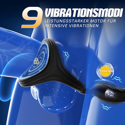 Prostata-Stimulator mit Penisring und 9 Vibrationsmodi