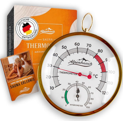 Sauna Thermometer & Hygrometer, Gold