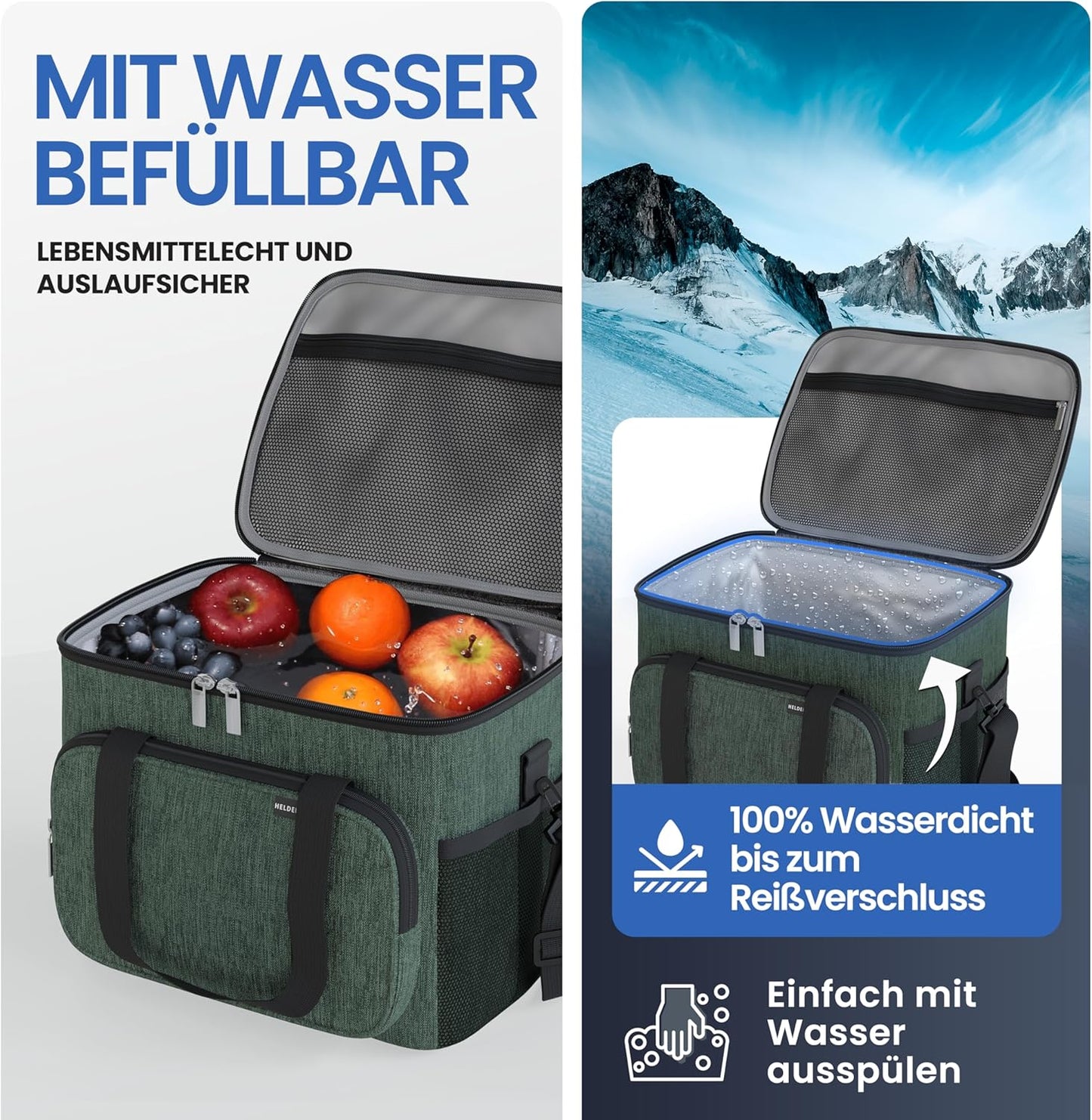 Kühltasche, 10 Liter, 10L (L29 x B20 x H22 cm) Olivgrün
