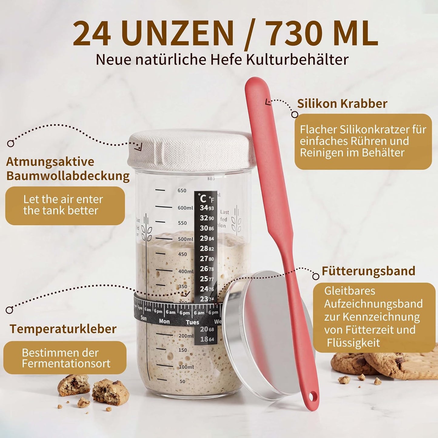 12-teiliges Sauerteig Starter-Set, 12-teiliges Brotstarter-Set
