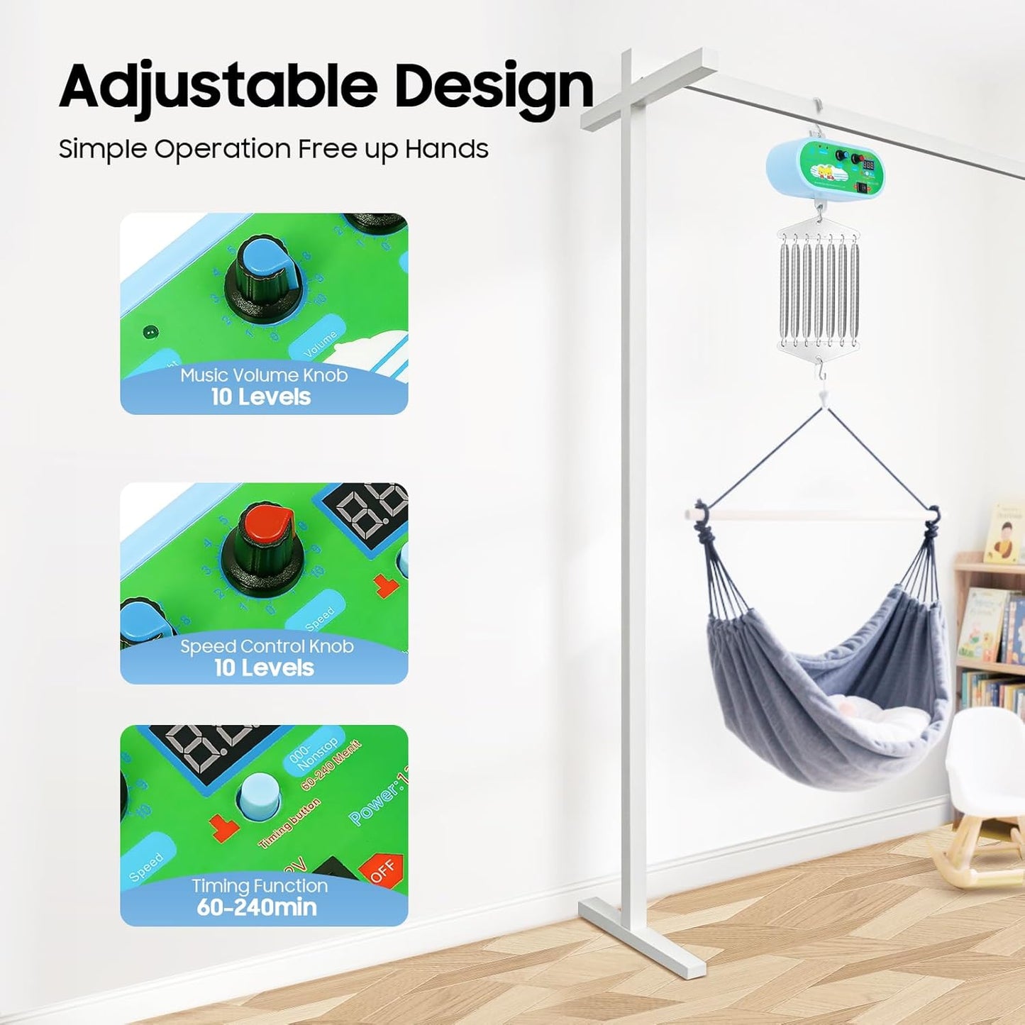 Elektrischer Federwiegenmotor mit Timer & 10 Geschwindigkeiten