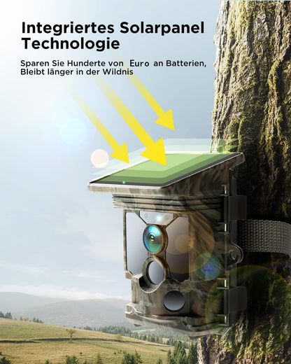 Solar-Wildkamera mit 4K-Videoaufzeichnung, Tarnfarbe