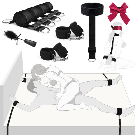Anfängerfreundliches Bettfessel Bondage-Set, Black
