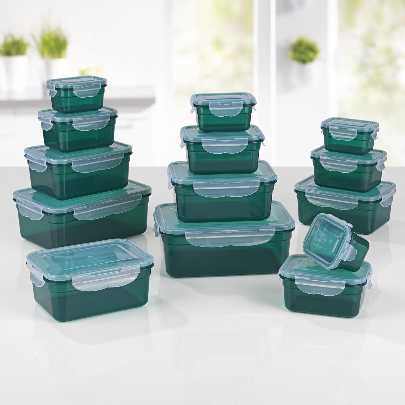 Frischhaltedosen Set, 14er Set, Smaragdgrün
