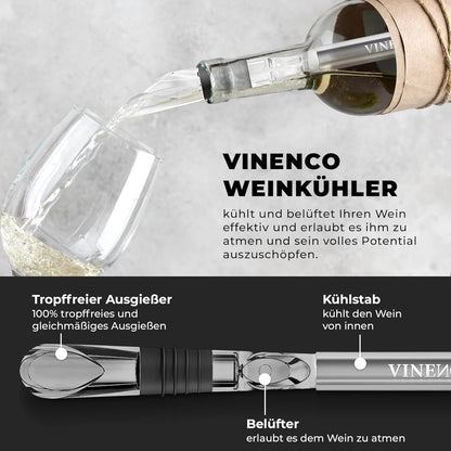 Weinkühler-Set mit Dekantier-Ausgiesser, Set mit 2 Kühlstäben