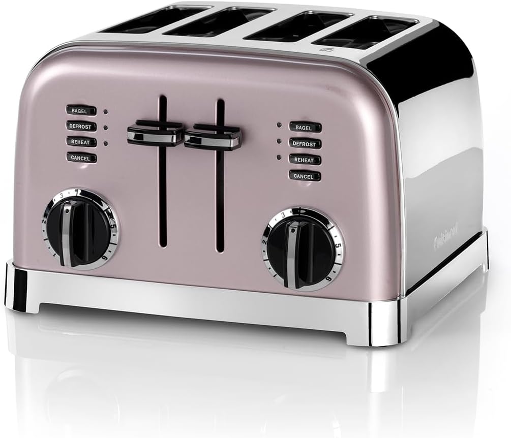 4-Scheiben-Toaster mit breiten Schlitzen und 6 Bräunungsstufen, Rose ; 4-Scheiben