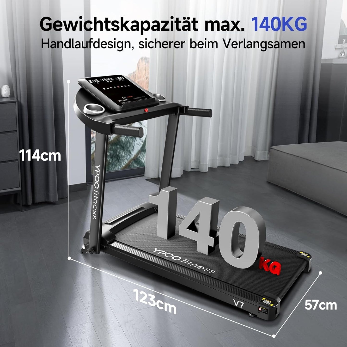 Klappbares Laufband mit Steigung und LED-Anzeige, Klassische-Klappbar