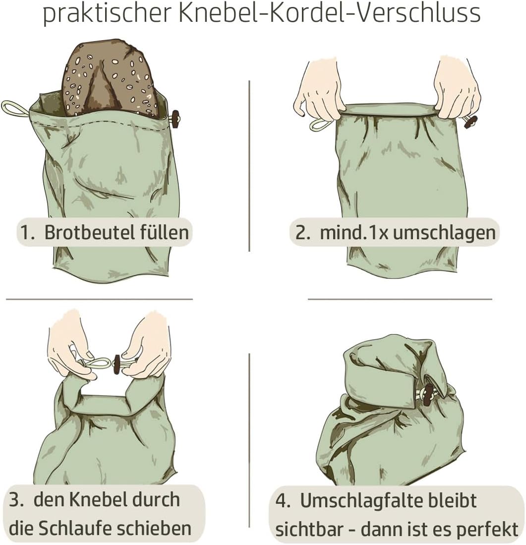 Bio-Bienenwachstuch Brotbeutel Krümelkarl, Streifen