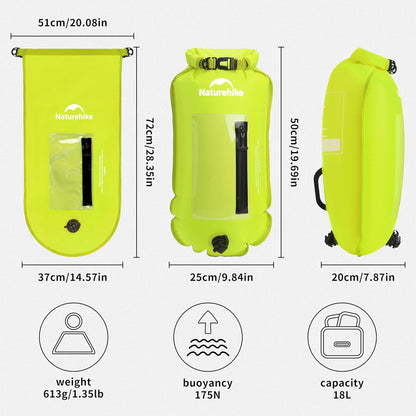 Schwimmboje mit verstellbarem Hüftgurt und Handyfach, Gelb/18l/Upgrade