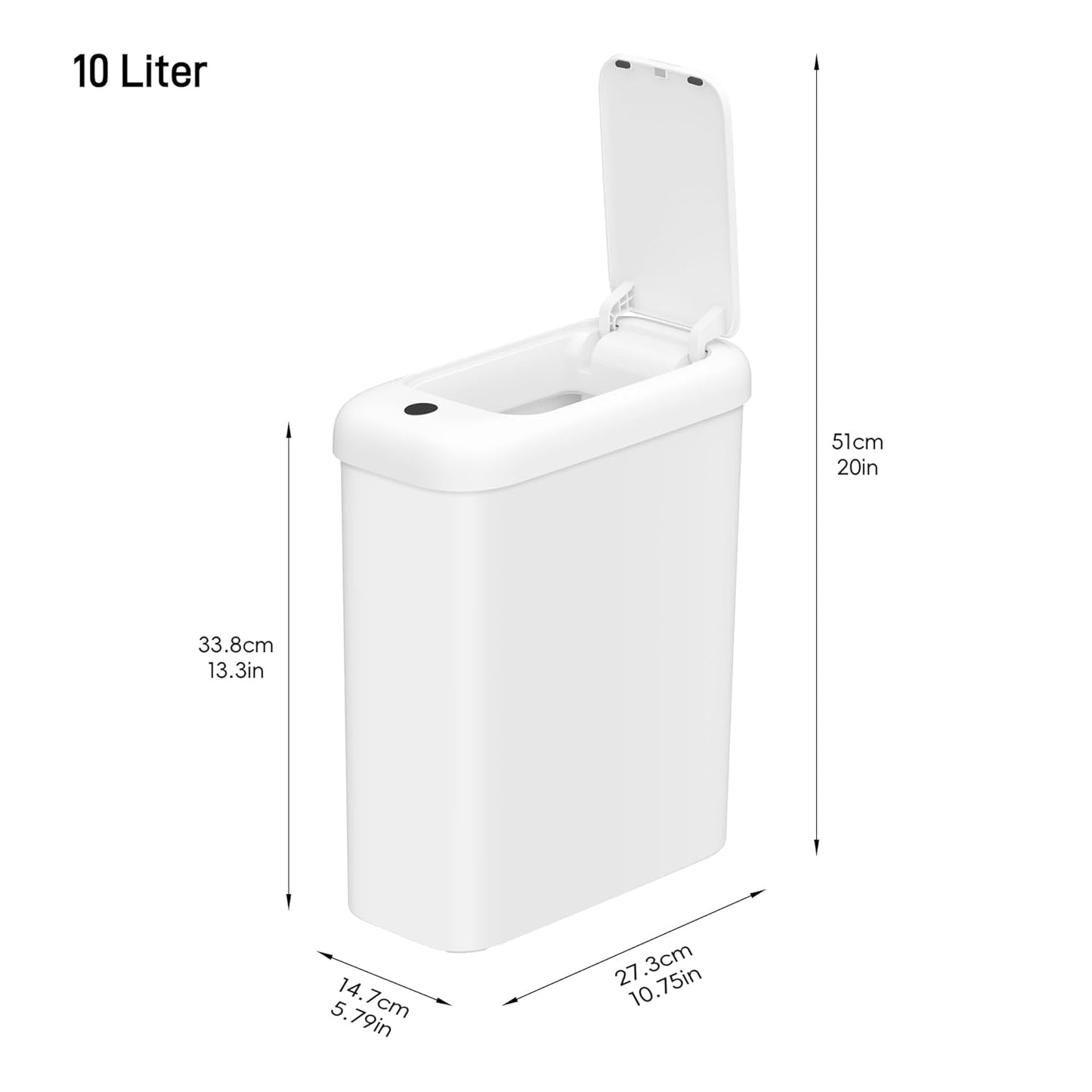 Automatischer Sensor-Mülleimer mit Innenbeleuchtung, 10 Liter-Sensor Weiss