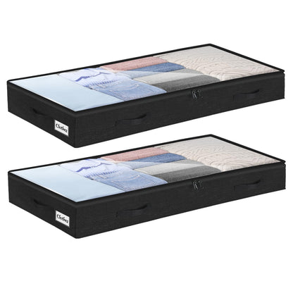 Unterbett Aufbewahrungsboxen-Set (2 Stück, faltbar), Schwarz 10 cm-2pcs