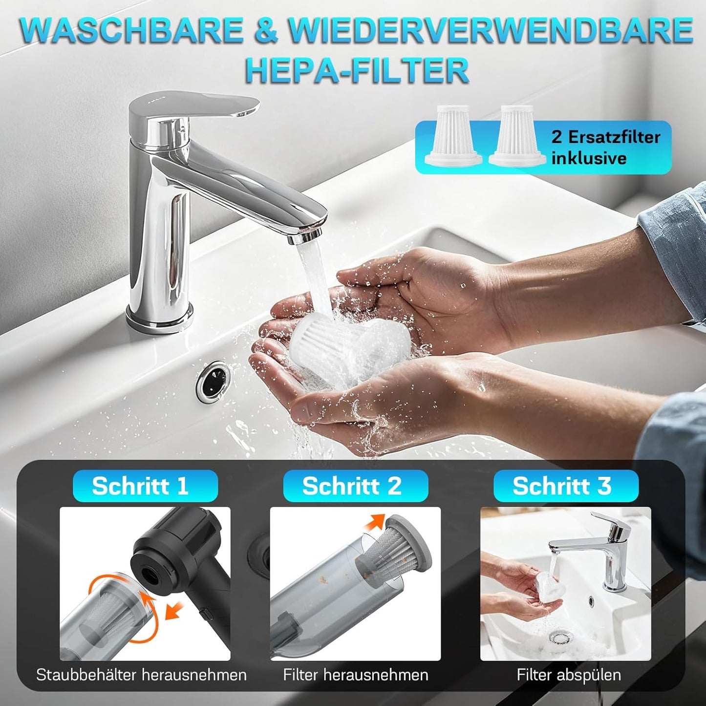 4-in-1 Akku-Handstaubsauger mit Gebläse & Aufblasfunktion