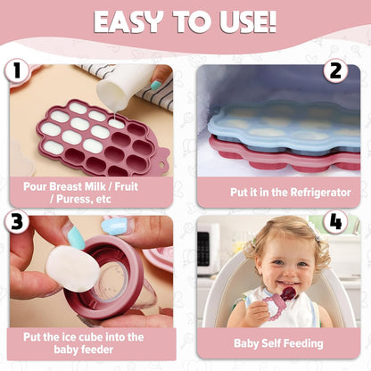15-teiliges Baby Fütterungsset, Rose Pink V5 Pflegeset [15 Stück]