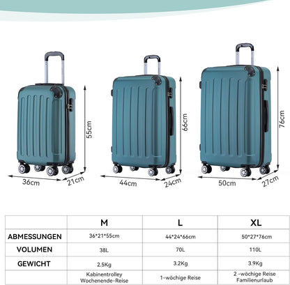 Hartschalen Handgepäckkoffer mit Zwillingsrollen, Dunkelgrün Handgepäck (55cm)