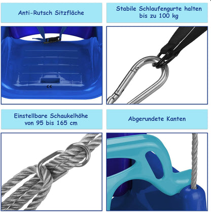 3-in-1 Kinderschaukel mit Anschnallgurt, Blau