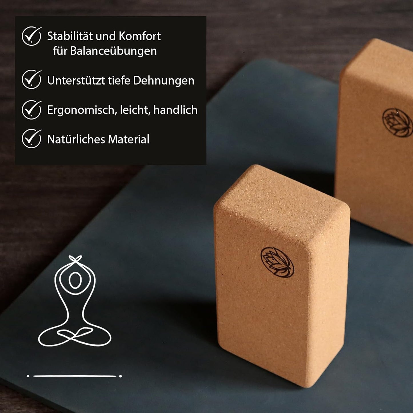 2er Set Yogablöcke, 2 Stück ; Braun