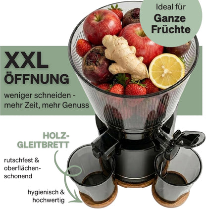 Slow Juicer mit XXL-Einfüllschacht, Schwarze