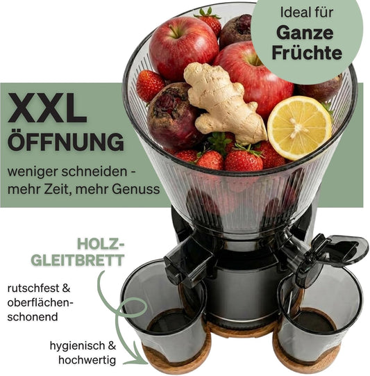 Slow Juicer mit XXL-Einfüllschacht, Schwarze