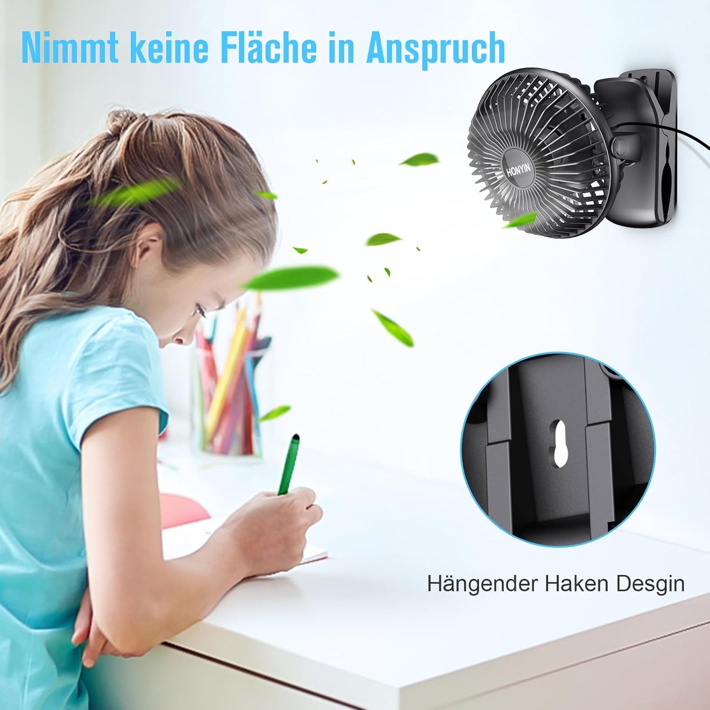 Mini-Ventilator mit Clip, Schwarz