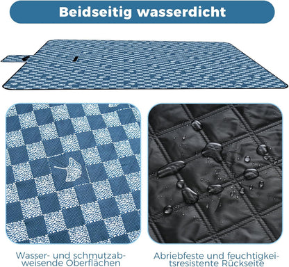 Faltbare Outdoor-Picknickdecke, 200 x 200 cm (Rechteckig) Jeansblau