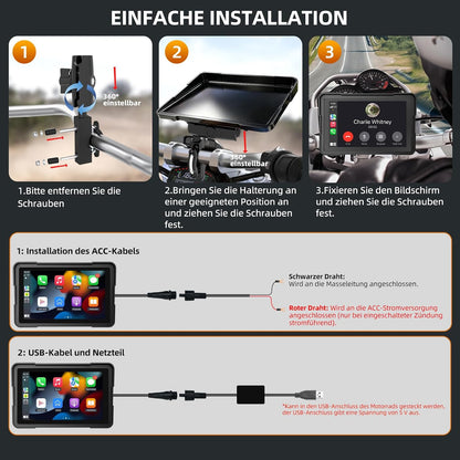 Motorrad-Navi Display 7" mit CarPlay & Android Auto