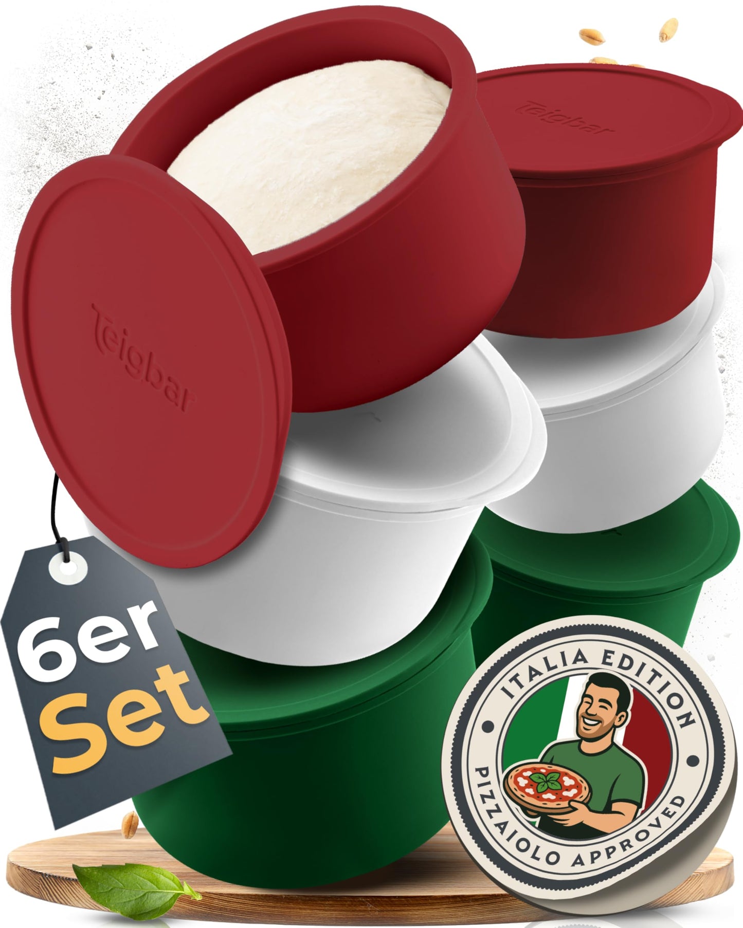6er-Set Pizzaballenbox mit Deckel, Italia 6er Set