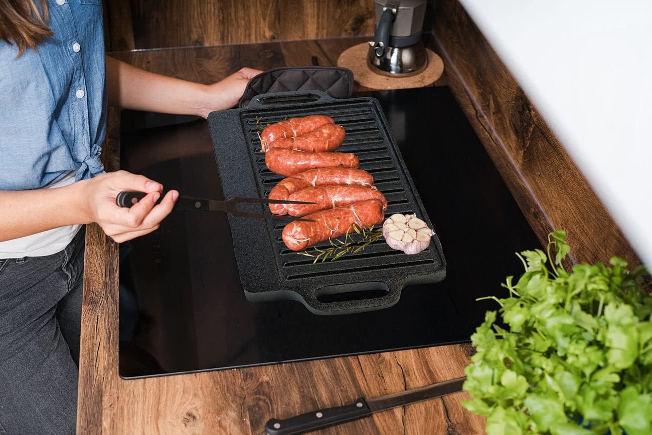 Gusseiserne Wende-Grillplatte, 1er 40 x 20,5 cm