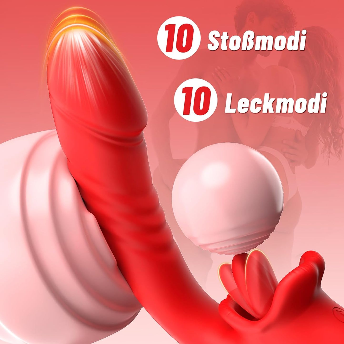 Vibrator mit Stoss- und Vibrationfunktion für Frauen, Rot