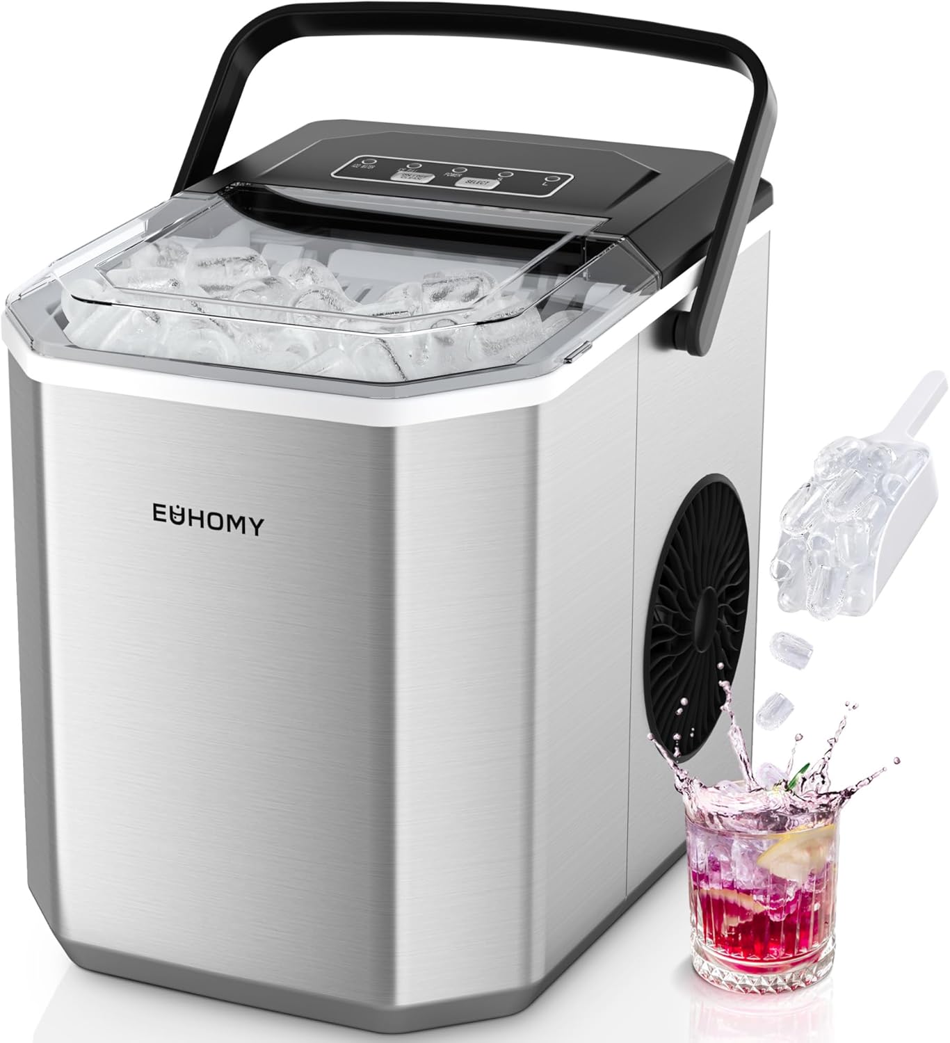 Eiswürfelmaschine, 9 Würfel in 6 Min, Silber-12kg