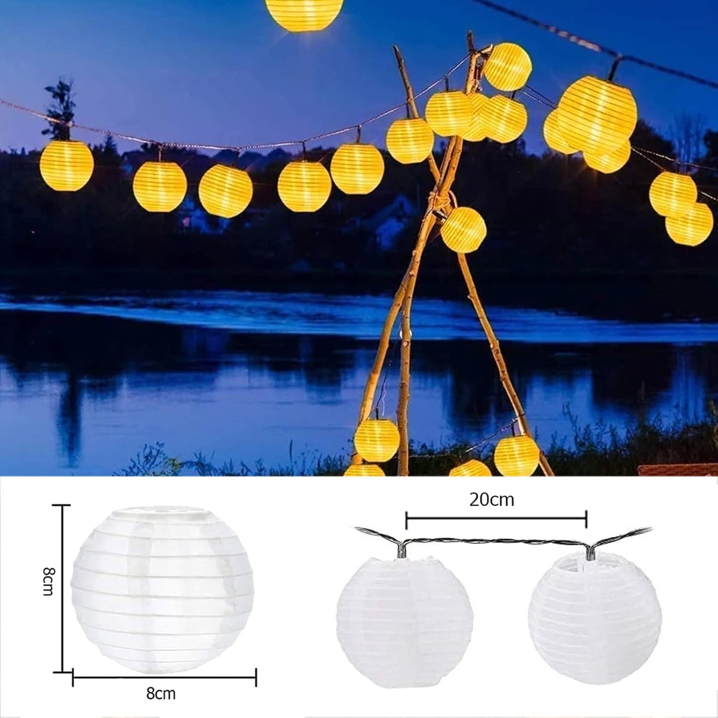 Solar-Lichterkette Lampions, 50 LED