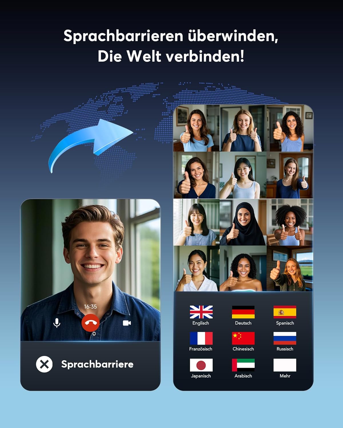 KI Übersetzer Kopfhörer, Klassisches Schwarz