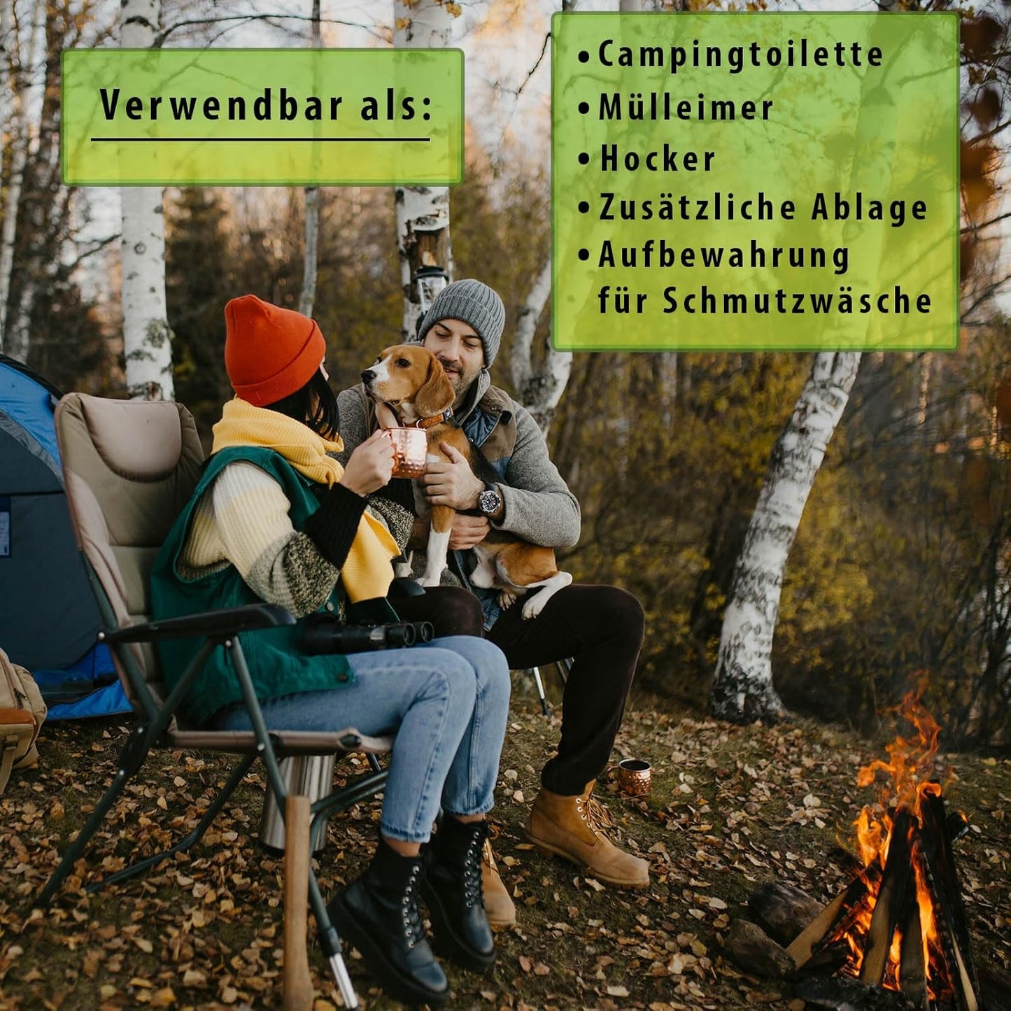 Faltbare Campingtoilette, grün/schwarz