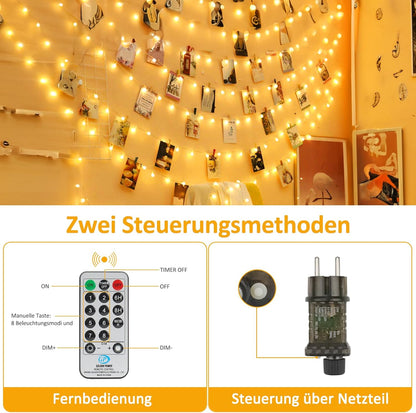 LED Lichterkette mit Fernbedienung, 300 LEDs, dimmbar, Warmweiß-b 39M
