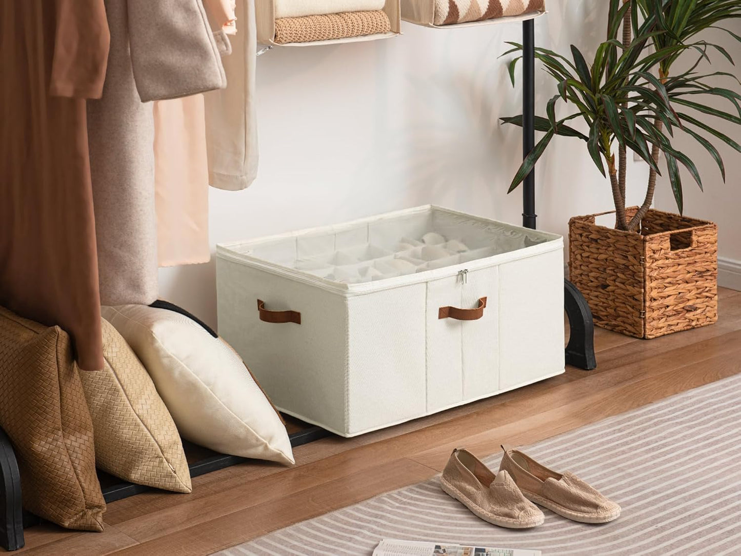 Grosser Schuh-Organizer, 64 × 43 × 32 cm Beige