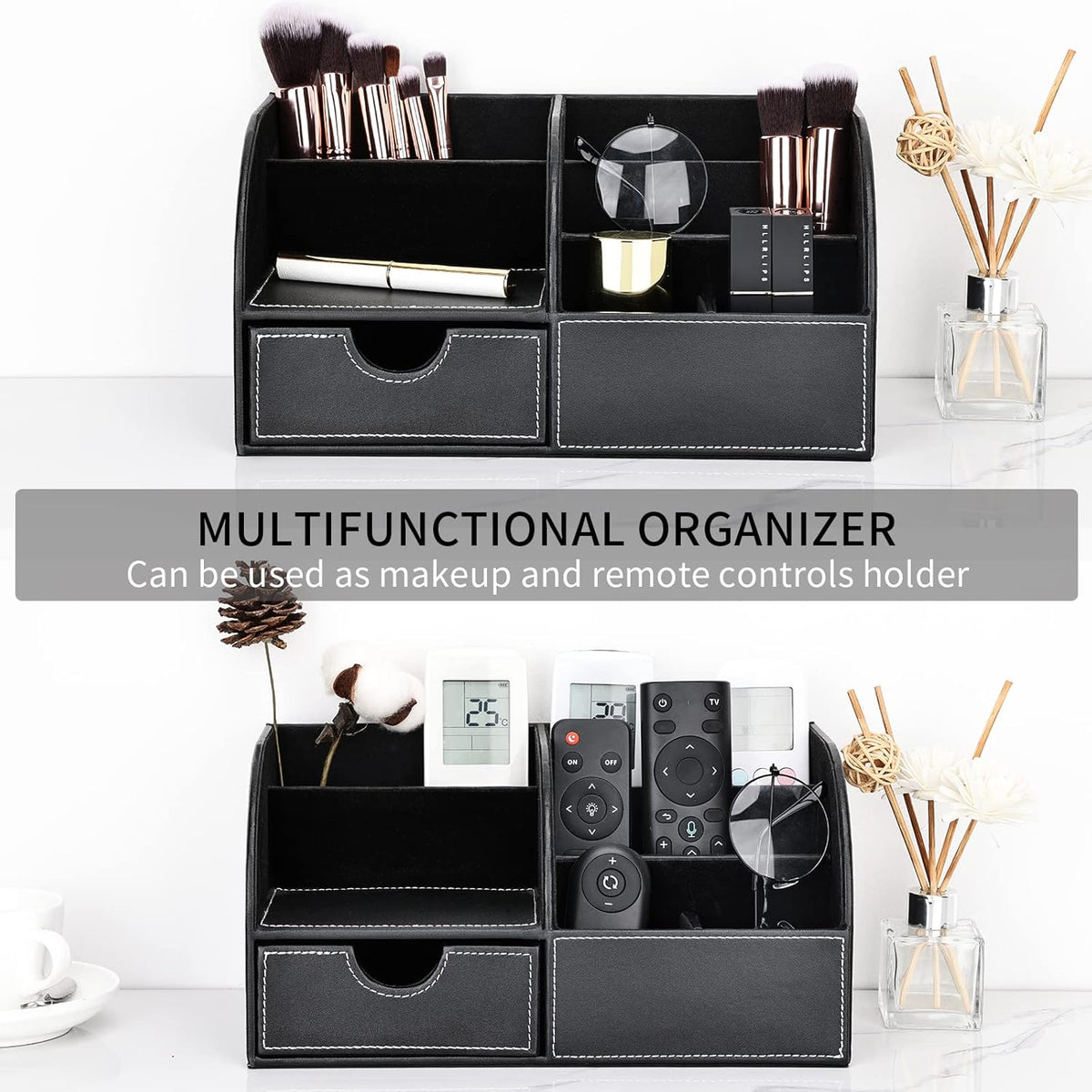 Schreibtisch Organizer mit 7 Fächern, Schwarz