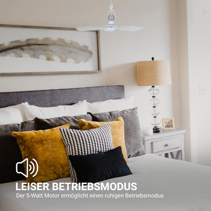 Mobiler Deckenventilator mit Schalter und Aufhänger, Weiss