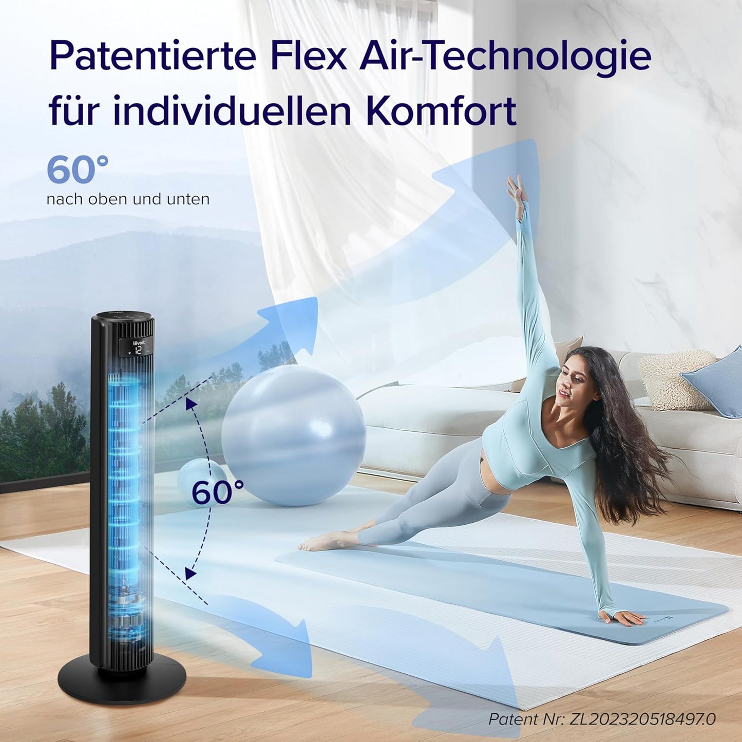 Smart Turmventilator, Schwarz