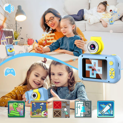 Kinderkamera mit 180° Flip-Objektiv & IPS-Bildschirm, Blau